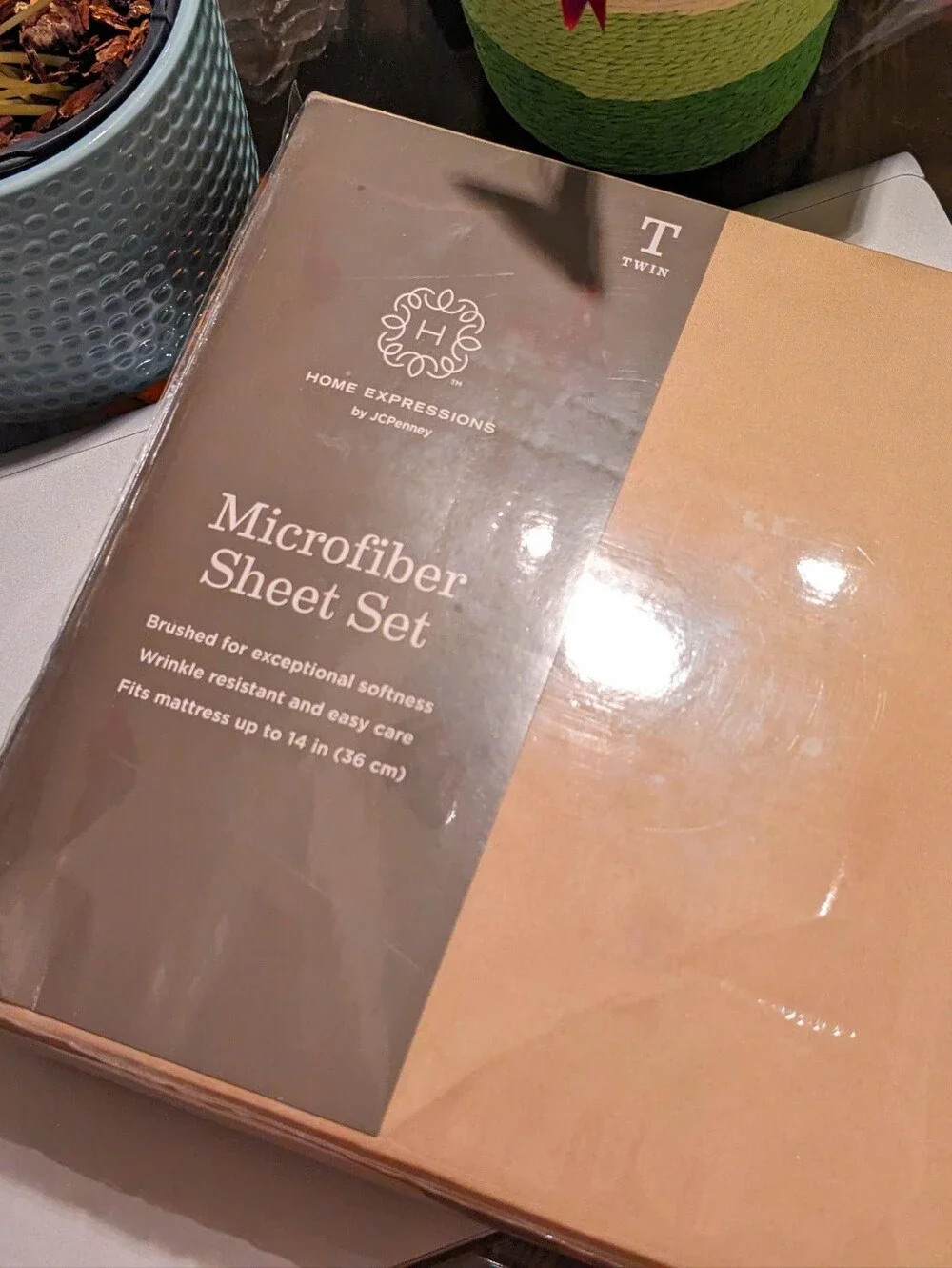 Expressions Microfiber Sheet Set - Beige/Tan